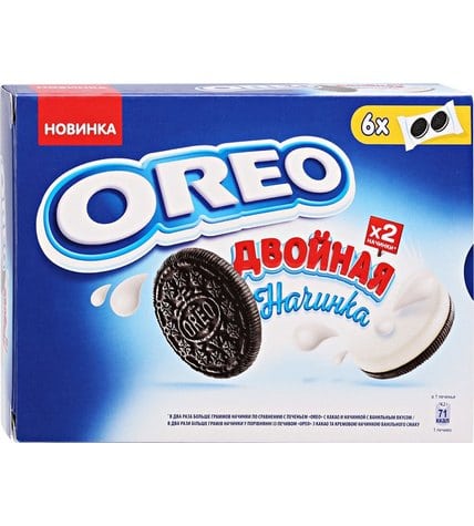 Печенье Oreo с какао и двойной начинкой с ванильным вкусом 170 г