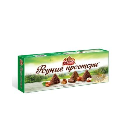 Шоколадные конфеты Родные Просторы с нежной начинкой с фундуком 125 г