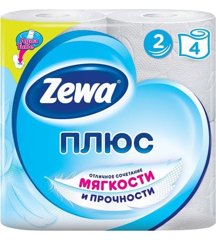 Туалетная бумага Zewa Плюс белая 4 шт