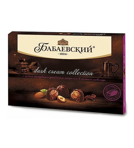Конфеты Бабаевский Dark cream collection с целым фундуком в темном шоколаде