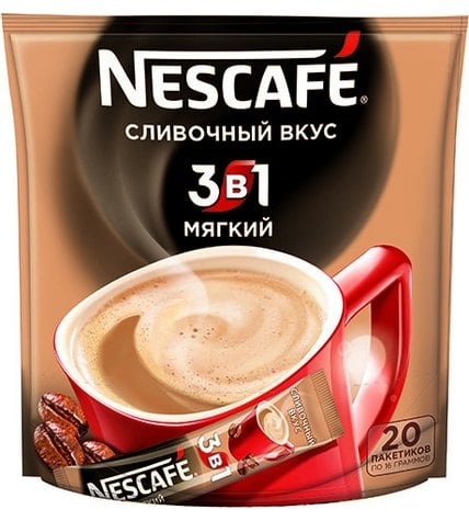 Кофейный напиток Nescafe 3 в 1 Мягкий Сливочный вкус 16 г 20 шт