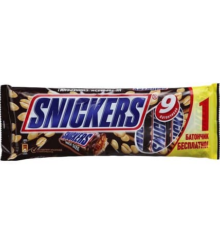 Батончик Snickers Snak Size шоколадный 40 г (9 шт)
