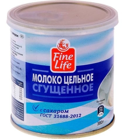 Сгущенное молоко Fine Life цельное с сахаром 8,5 % (ГОСТ 31688-2012) 380 г