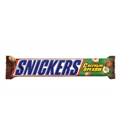 Батончик Snickers шоколадный с лесным орехом