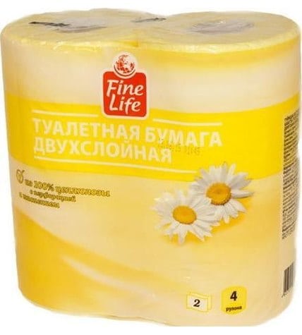 Туалетная бумага Fine Life двухслойная Ромашка  (4 рулона)