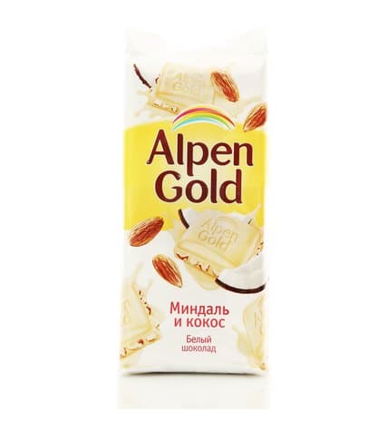 Шоколад Alpen Gold белый Миндаль и кокос