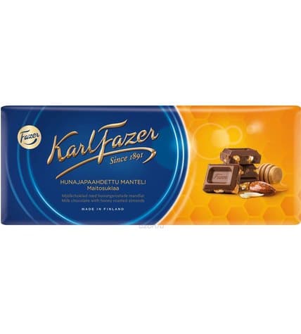Шоколад Karl Fazer молочный с жареным миндалем и медом