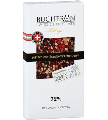 Шоколад Bucheron горький с клюквой, клубникой и фисташками 72%