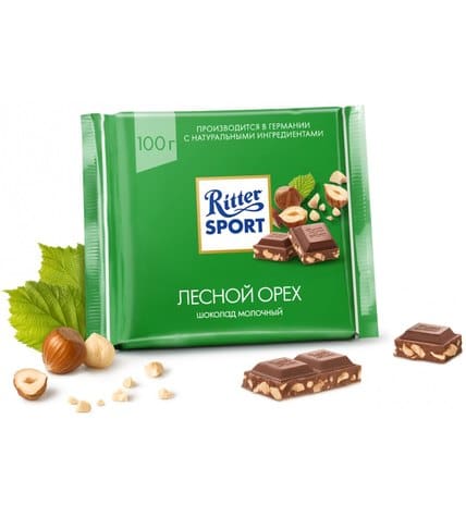 Шоколад Ritter Sport молочный с лесным орехом