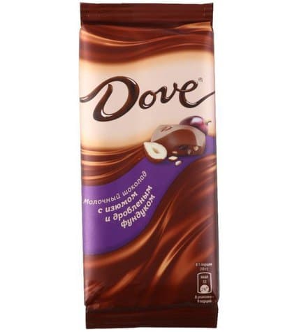 Шоколад Dove молочный с фундуком и изюмом