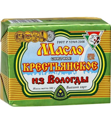 Сливочное масло Из Вологды крестьянское 72,5 % 180 г