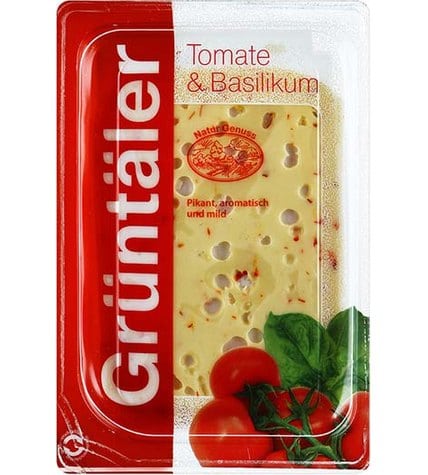 Сыр полутвердый Грюнталер с томатом и базиликом 50% 250 г