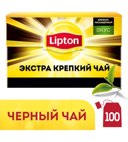 Чай черный Lipton Экстра крепкий в пакетиках 2,2 г 100 шт
