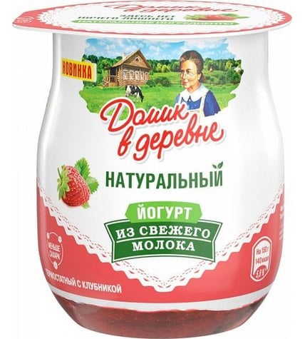 Йогурт Домик в деревне Натуральный клубника 3% 150 г