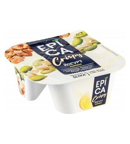 Йогурт Epica Crispy с лимоном и смесь из семян тыквы печенья и белого шоколада 8,6% 140 г