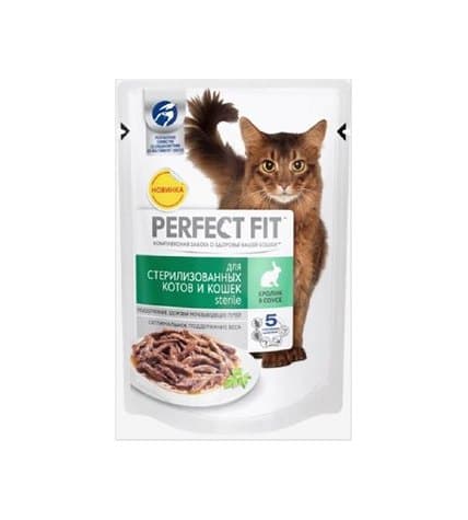 Корм Perfect Fit для стерилизованных кошек с кроликом в соусе 85 г