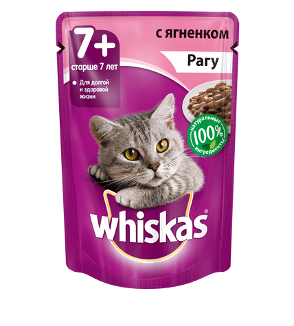 Корм Whiskas для взрослых кошек рагу с ягненком 85 г