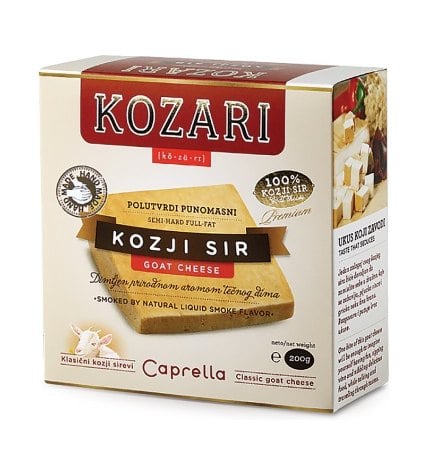 Сыр полутвердый козий Kozari Сербский старый белый со вкусом и ароматом копчения 45% 200 г