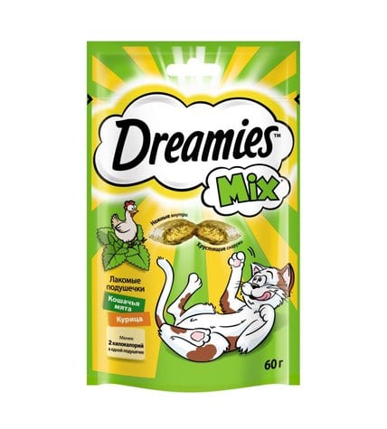 Лакомство для кошек Dreamies с курицей и кошачьей мятой 60 г