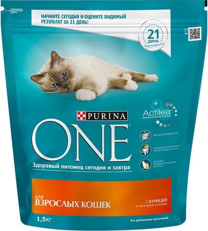 Корм Purina One с курицей и цельными злаками 1,5 кг