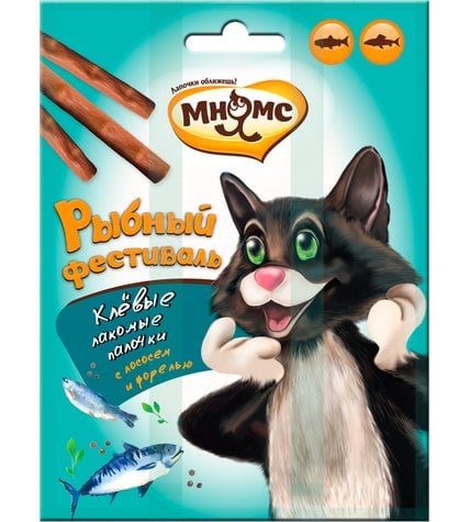 Лакомые палочки Мнямс Рыбный фестиваль для кошек форель и лосось