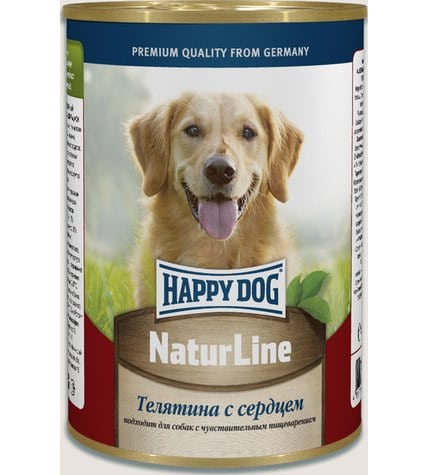 Консервы Happy Dog NaturLine для собак с телятиной и сердцем 400 г