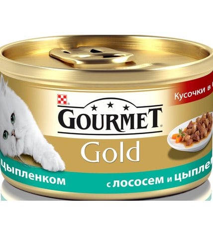 Корм Gourmet Gold для кошек лосось и цыпленок