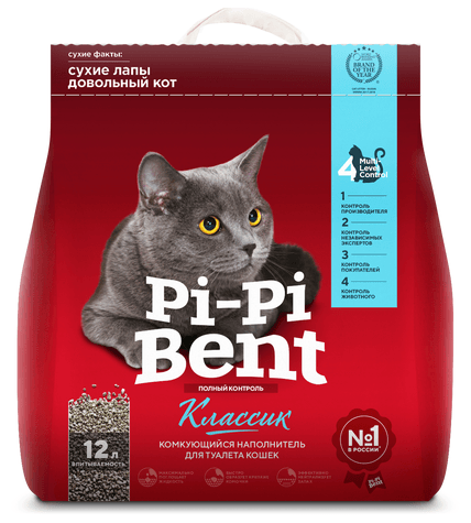 Наполнитель Pi-Pi-Bent Классик комкующийся для туалета кошек 12 л