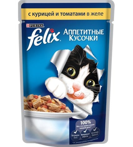 Корм Felix для кошек с курицей и томатами