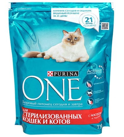 Корм Purina One сухой для стерилизованных кошек лосось