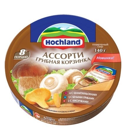 Плавленый сыр Hochland ассорти грибная корзинка 55% 8 порций 140 г