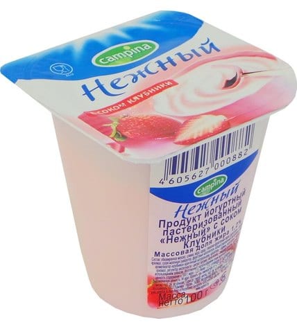 Йогуртный продукт Campina Нежный с соком клубники 1,2% 100 г