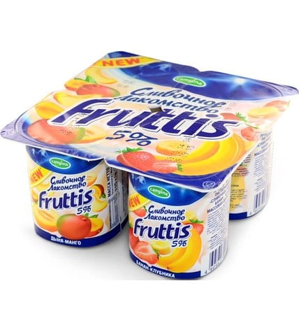 Йогуртный продукт Fruttis дыня манго банан клубника 5% 115 г