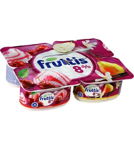 Йогуртный продукт Fruttis вишневый пломбир груша ваниль 8% 115 г