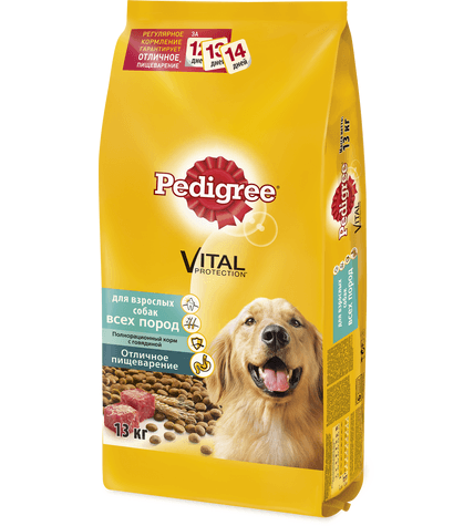 Корм Pedigree для взрослых собак всех пород Отличное пищеварение 13 кг