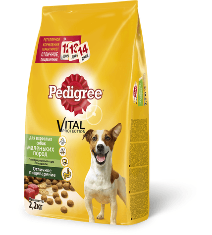 Корм Pedigree для взрослых собак маленьких пород Отличное пищеварение