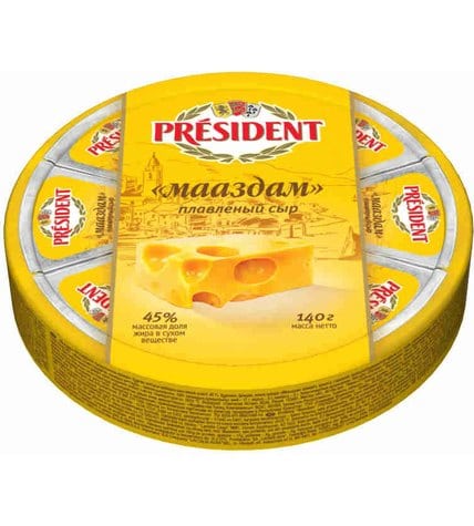 Плавленый сыр President Мааздам треугольники 45% 140 г