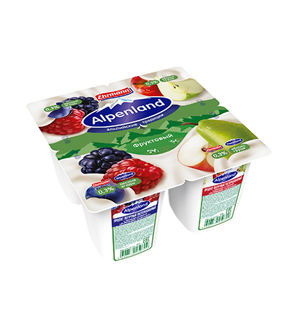 Йогуртный продукт Alpenland ягоды яблоко груша 0,3% 95 г 4 шт