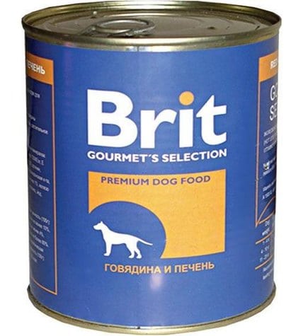 Консервы Brit для собак с говядиной и печенью в жестяной банке