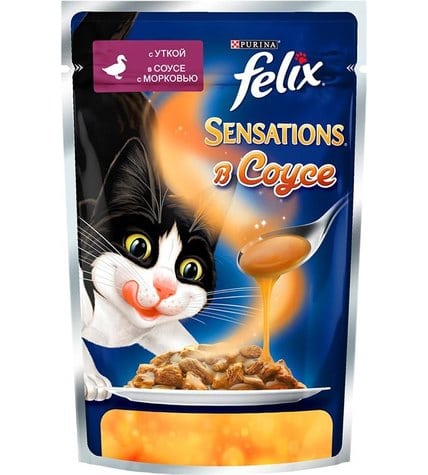Корм Felix Sensations для кошек с уткой в соусе с морковью