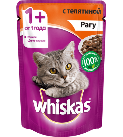 Корм Whiskas для кошек рагу из телятины