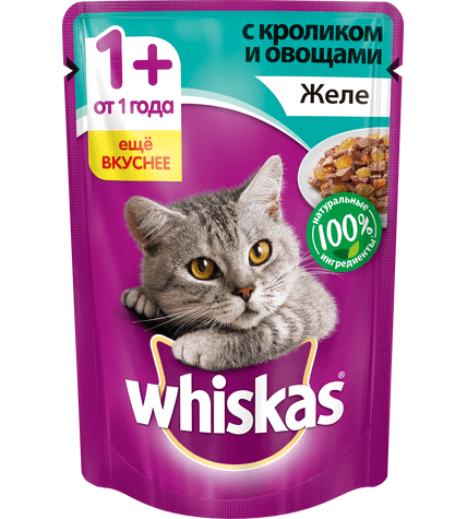 Корм Whiskas для кошек желе с кроликом и овощами