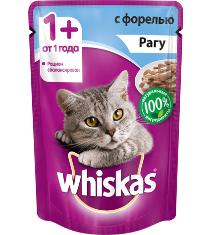 Корм Whiskas для кошек рагу с форелью