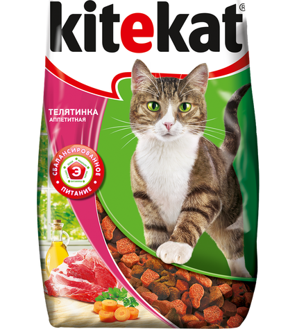 Сухой корм для кошек Kitekat Телятинка аппетитная 800 г
