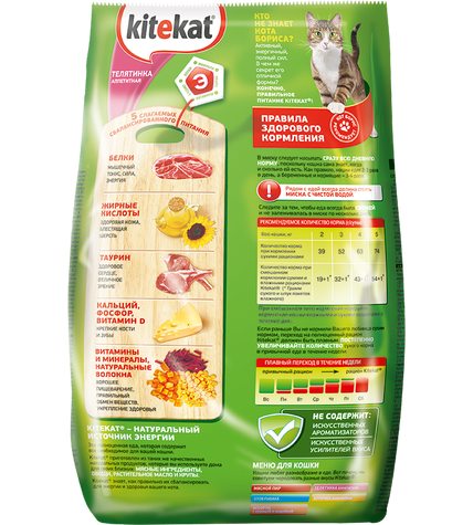 Сухой корм для кошек Kitekat Телятинка аппетитная 800 г купить