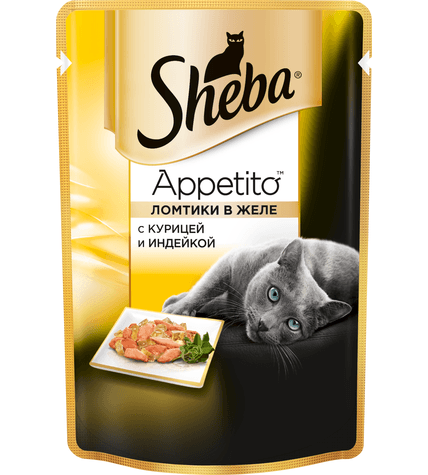 Корм для кошек желе Sheba Pleasure из курицы и индейки