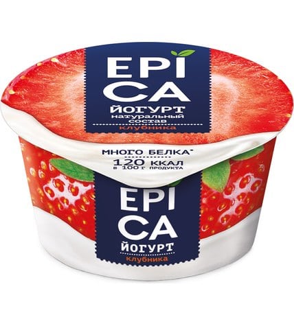 Йогурт Epica натуральный с клубникой 4,8% 130 г