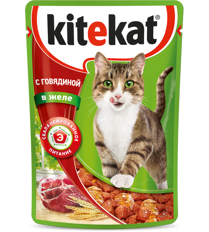 Корм для кошек Kitekat с говядиной в желе