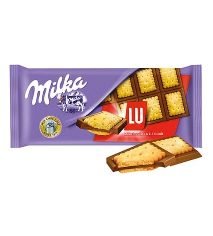 Шоколад Milka LU молочный с печеньем LU