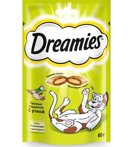 Лакомство Dreamies для кошек подушечки с уткой